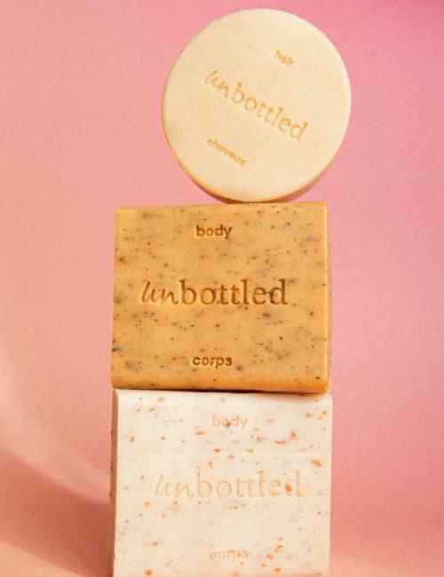 photo de gel douche et shampoing sans bouteille de la marque Unbottled
